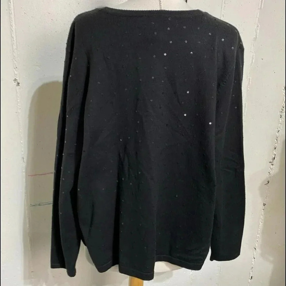 Lane Bryant 14/16 black sequin bow tie cardigan‎ Fairycore Whimsigoth Feminine - Picture 5 of 6